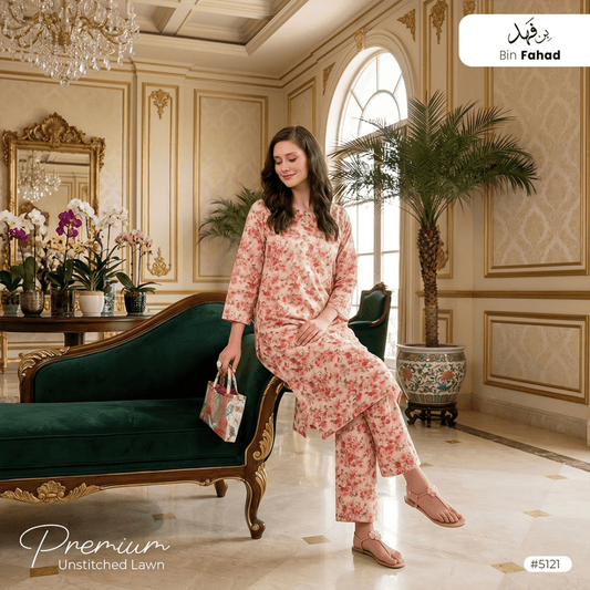 Premium Lawn Unstitched 2pcs (Shirt & Trouser) 5121 - Bin Fahad