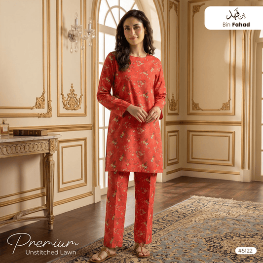 Premium Lawn Unstitched 2pcs (Shirt & Trouser) 5122 - Bin Fahad