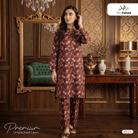 Premium Lawn Unstitched 2pcs (Shirt & Trouser) 5123 - Bin Fahad