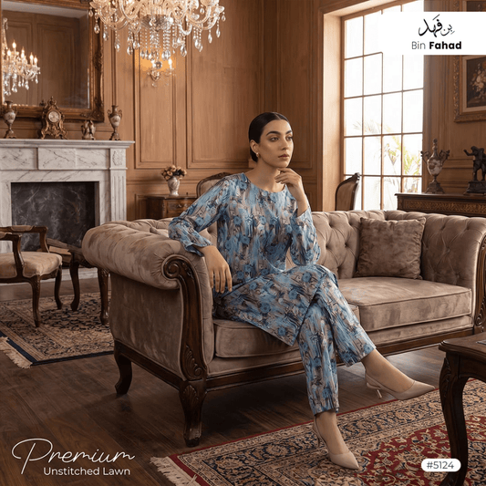 Premium Lawn Unstitched 2pcs (Shirt & Trouser) 5124 - Bin Fahad