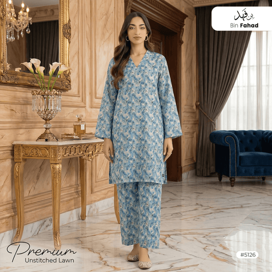 Premium Lawn Unstitched 2pcs (Shirt & Trouser) 5126 - Bin Fahad